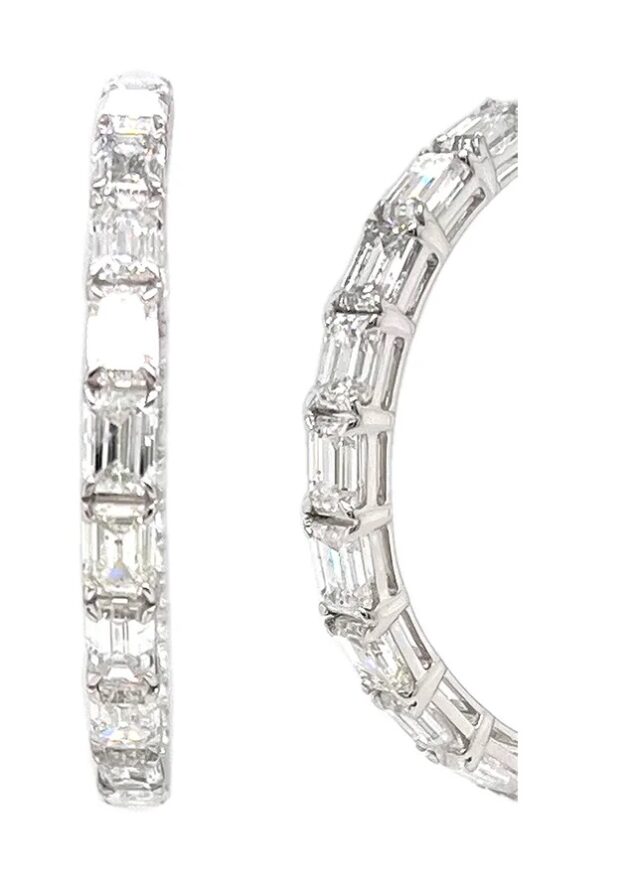 Emerald-Cut Diamond Hoop Earrings in 18K White gold 3