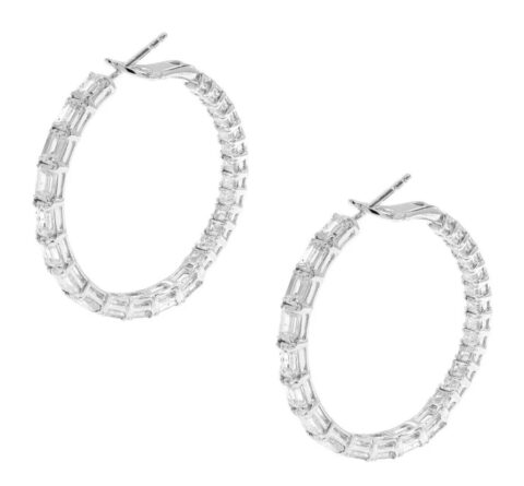 Emerald-Cut Diamond Hoop Earrings in 18K White gold 3